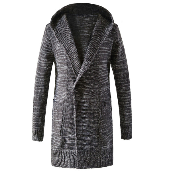 Μακρυά ανδρική ζακέτα μακρυμάνικου  με κολάρο σε σχήμα V σε δύο χρώματα