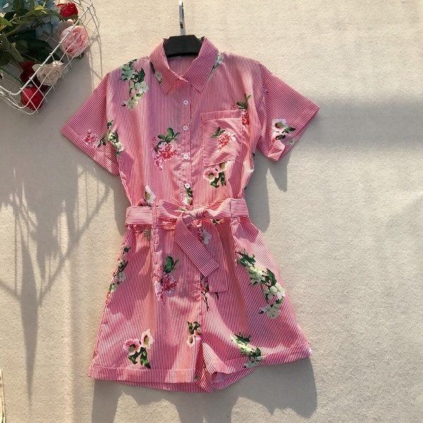 Κομψή γυναικείο ολόσωμο με  κοντό μανίκι με εκτύπωση σε διάφορα χρώματα