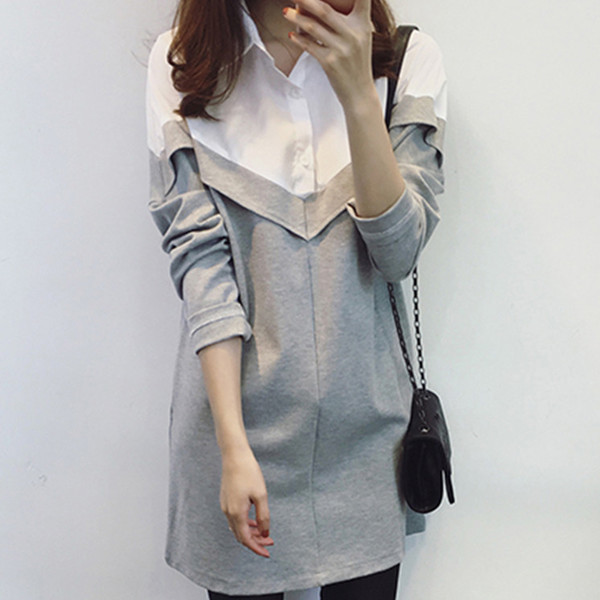 Tunica de primavara-toamna cu maneca lunga pentru gravide in doua culori