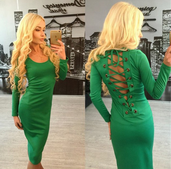 Μακρύ γυναικέιο φόρεμα με μανίκια με διασταυρούμενους δεσμούς σε διαφορετικά χρώματα