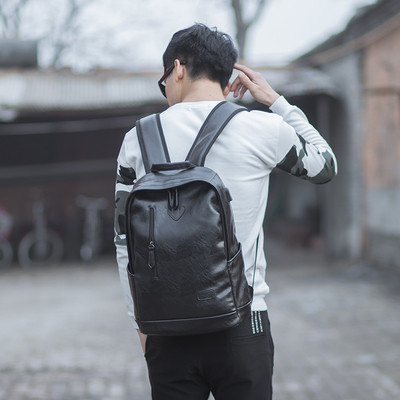 Modern men`s backpack made of eco leather in two colors