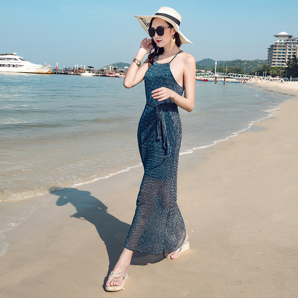 Γυναικείο καλοκαιρινό φόρεμα με κορδόνια σε δύο χρώματα