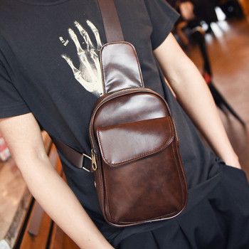 Ανδρική δερμάτινη τσάντα σε μαύρο χρώμα