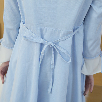 Καθημερινή φόρεμα για έγκυες γυναίκες με ριγέ μανίκια σε δύο χρώματα