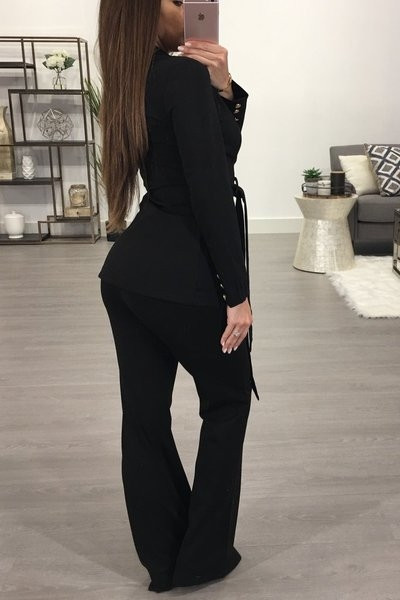 Set elegant din două piese pentru femei, cu decolteu în V adânc în două culori