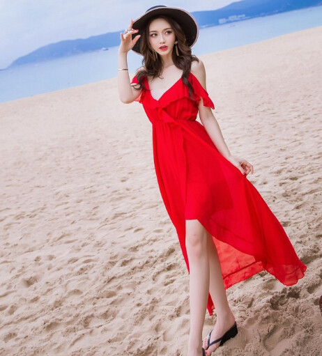 Γυναικείο καλοκαιρινό φόρεμα με ντεκολτέ σε σχήμα V με  λουριά