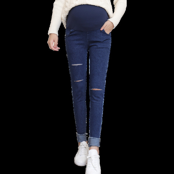 Ежедневни дънки за бременни с кръпки в два цвята 