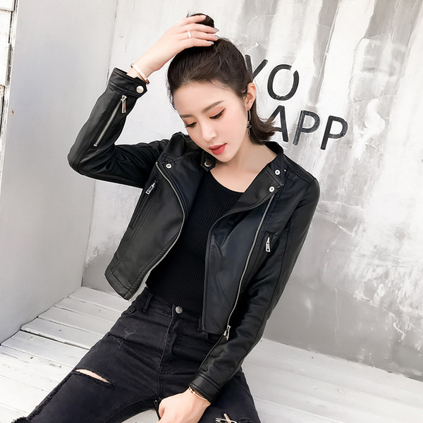 Κομψό δερμάτινο μπουφάν σε τρία χρώματα