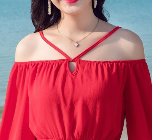  Γυναικείο φόρεμα με πεσμένους ώμους