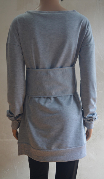 Γυναικείο χιτώνιο με κολάρο σε σχήμα O, με κορσέ στο γκρι χρώμα