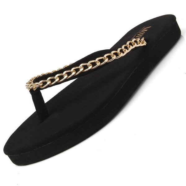 Γυναικείες παντόφλες με μεταλλική αλυσίδα, κατάλληλες για καθημερινή ζωή