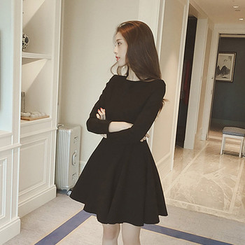 Rochie casual de dama cu maneci lungi de culoare neagra