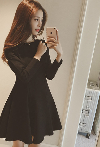  Γυναικείο φόρεμα με μακρύ μανίκι σε μαύρο χρώμα