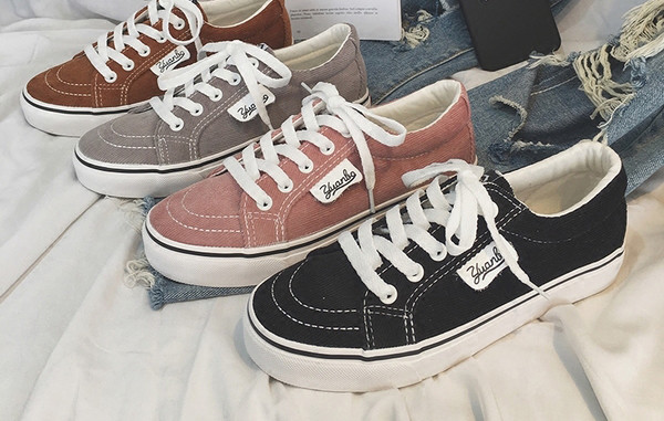 Casual  καθημερινά γυναικεία πάνινα παπούτσια με επίπεδη σόλα σε διάφορα χρώματα