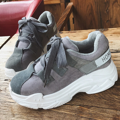 Adidasi sport casual dama in negru si gri