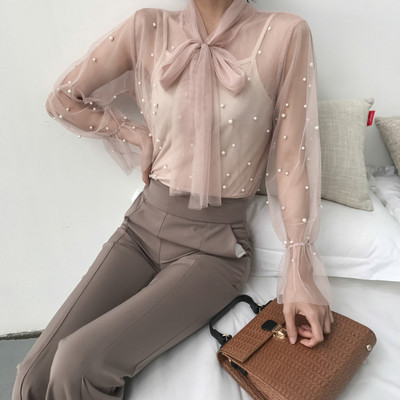 Bluza de dama delicata cu perle decorative in trei culori
