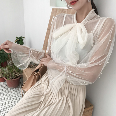 Bluza de dama delicata cu perle decorative in trei culori