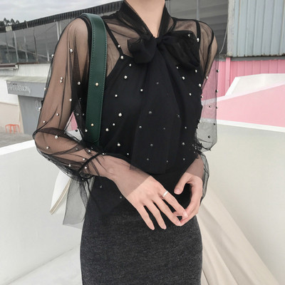 Bluza de dama delicata cu perle decorative in trei culori