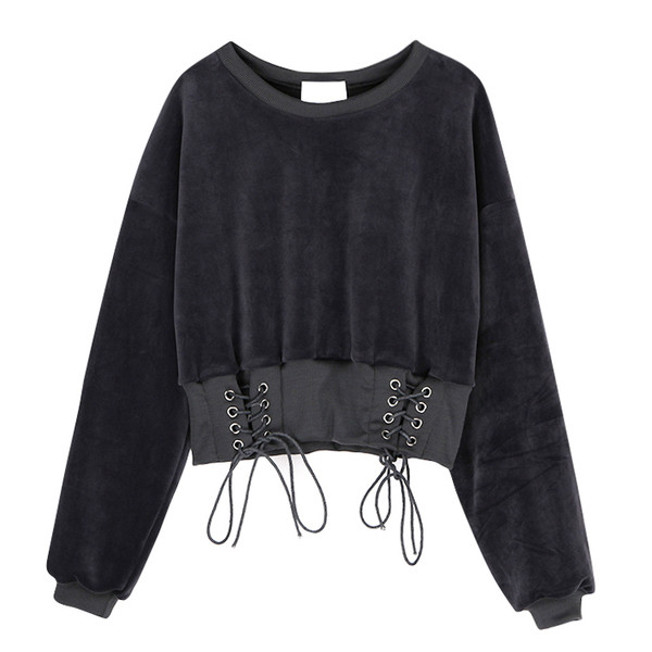 Σύγχρονη γυναικεία μπλούζα σε ελαφρό στυλ με κορσέδες σε δύο χρώματα