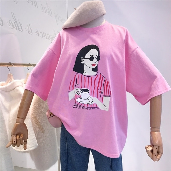 Κομψή γυναικεία μπλούζα με φαρδύ μανίκι 3/4 με λευκό, μαύρο και ροζ χρώμα