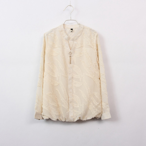 Κομψό γυναικείο πουκάμισο με μακριά διαφανή μανίκια σε δύο χρώματα