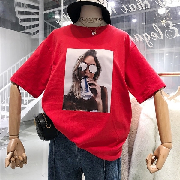 Καθημερινή γυναικεία μπλούζα με φαρδή 3/4 μανίκι, σε λευκό, μαύρο και κόκκινο χρώμα 