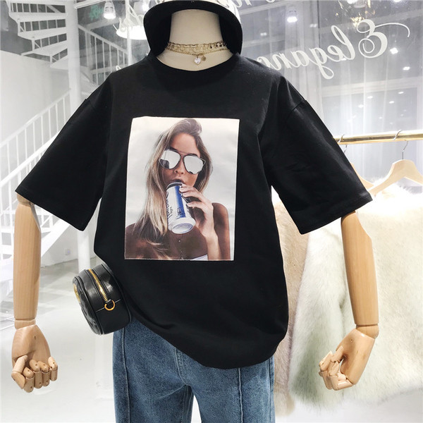 Καθημερινή γυναικεία μπλούζα με φαρδή 3/4 μανίκι, σε λευκό, μαύρο και κόκκινο χρώμα 