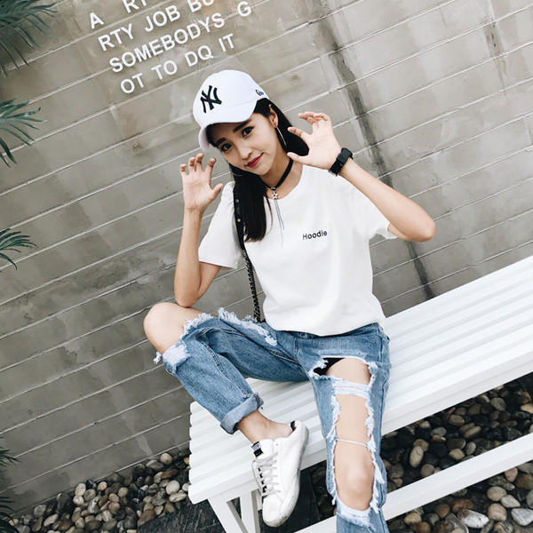 Γυναικείο μπλουζάκι μσ λευκό και μαύρο χρώμα 