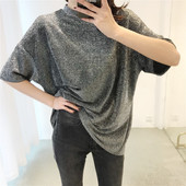 Bluză polo de damă modernă strălucitoare cu mâneci largi 3/4 în două culori