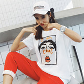 Tricou casual dama cu imprimeu si inscriptie alb