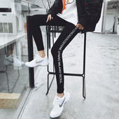 Sport női leggings típusú vékony, fekete színű felirattal