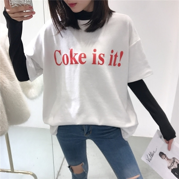 Μοντέρνα γυναικεία μπλούζα με μανίκια 3/4, σε λευκό, ροζ και μαύρο χρώμα