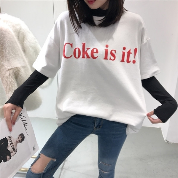 Μοντέρνα γυναικεία μπλούζα με μανίκια 3/4, σε λευκό, ροζ και μαύρο χρώμα