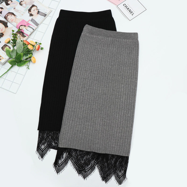 Αθλητική-κομψή γυναικεία φούστα long lμε υψηλή μέση και δαντέλα σε διάφορα χρώματα