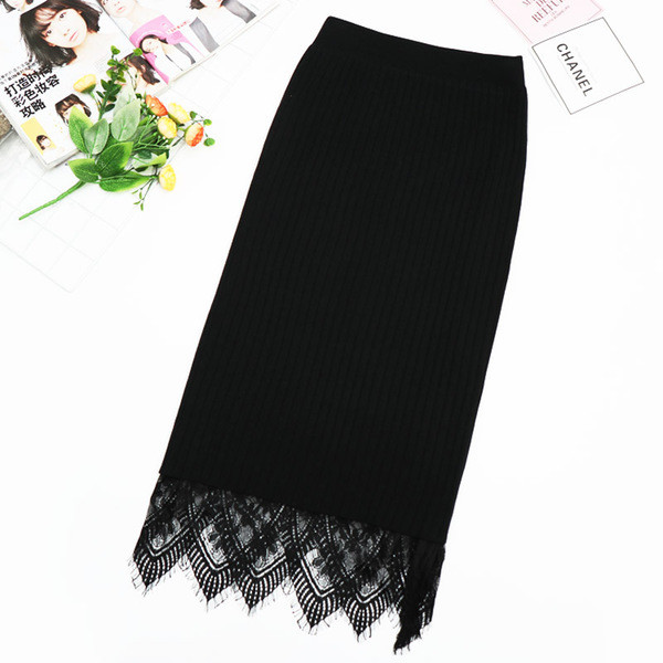 Αθλητική-κομψή γυναικεία φούστα long lμε υψηλή μέση και δαντέλα σε διάφορα χρώματα