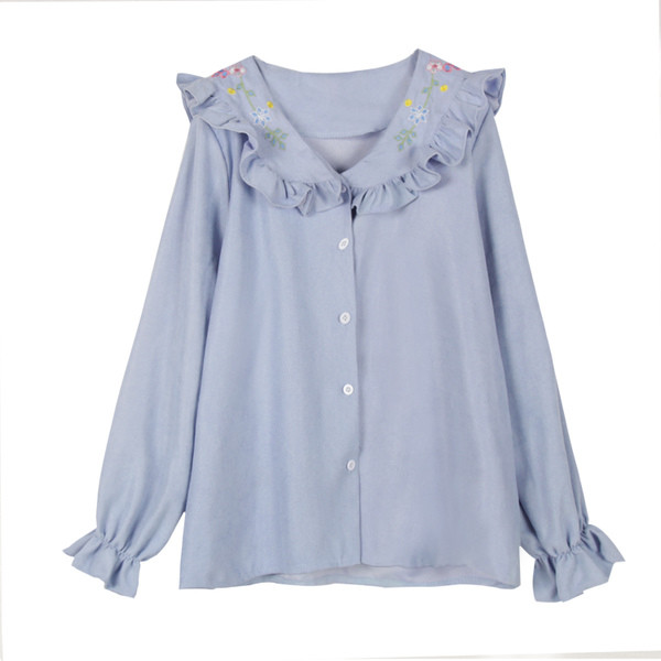 Modern női ing hímzéssel két színben, széles modellben