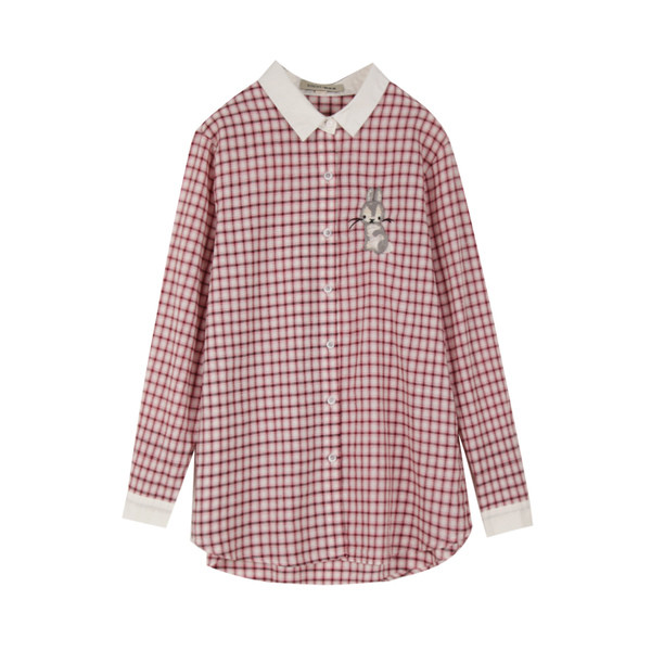 Γυναικείο πουκάμισο με κεντήματα σε κόκκινο χρώμα