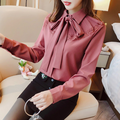 Cămașă elegantă de damă în mai multe culori cu panglică