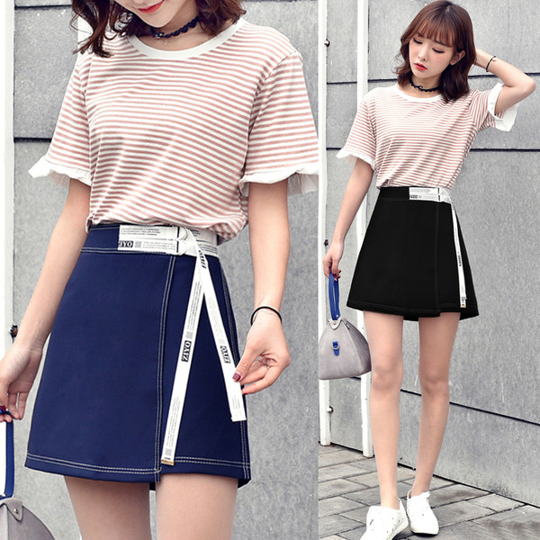 Αθλητική-κομψή γυναικεία φούστα  με υψηλή μέση και κορδόνια σε διάφορα χρώματα