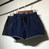 Pantaloni scurti dama sport-casual cu cravate si buzunare in doua culori