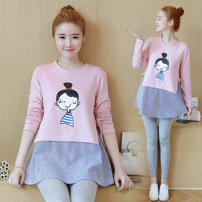 Bluza de primavara-toamna pentru gravide cu aplicatie in trei culori