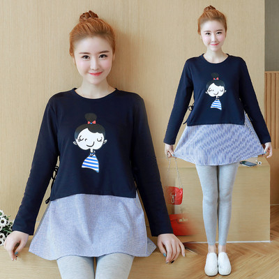 Bluza de primavara-toamna pentru gravide cu aplicatie in trei culori