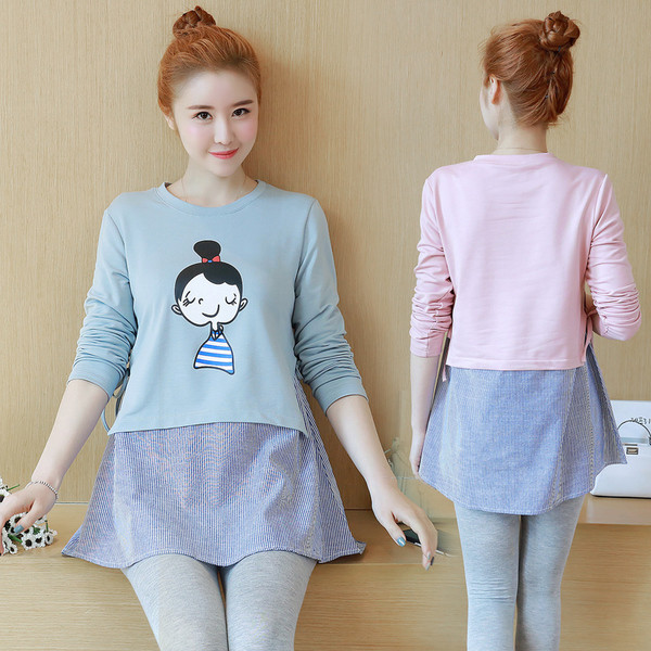 Bluza de primavara-toamna pentru gravide cu aplicatie in trei culori