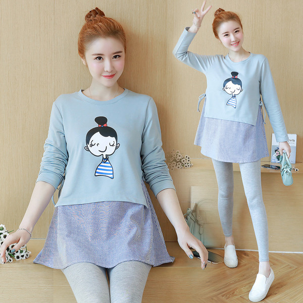 Bluza de primavara-toamna pentru gravide cu aplicatie in trei culori