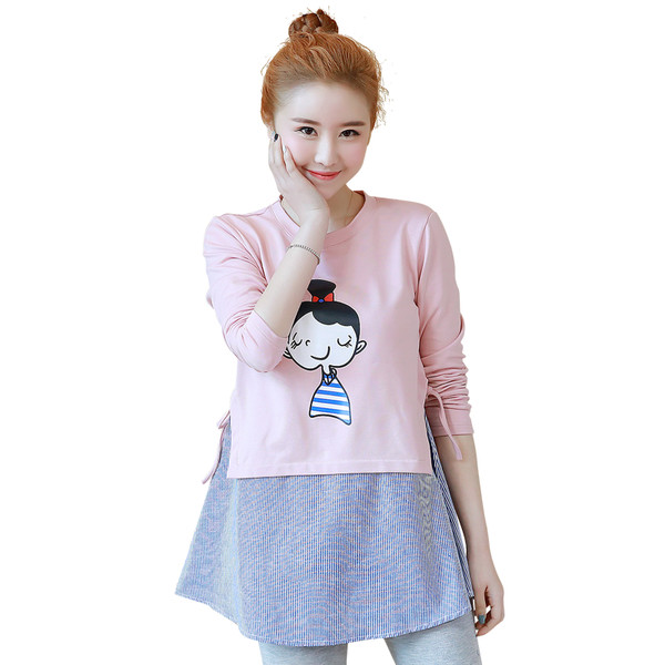 Bluza de primavara-toamna pentru gravide cu aplicatie in trei culori