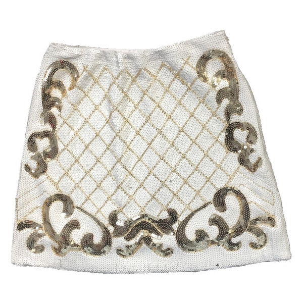 Απαλή γυναικεία φούστα με κεντήματα και πούλιες σε λευκό και μαύρο χρώμα