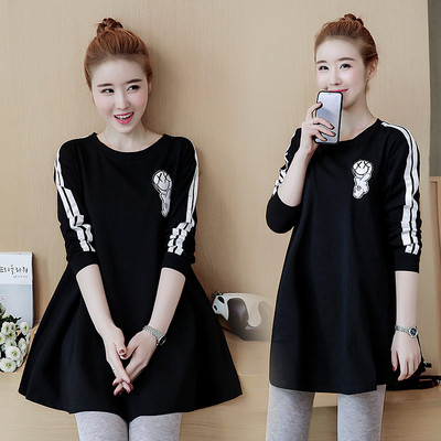 Καθημερινό γυναικείο μπλουζοφόρεμα με κολάρο σε σχήμα O για εγκύους σε τρία χρώματα