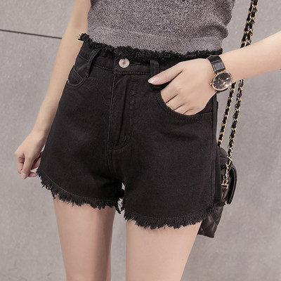 Pantaloni scurți casual de damă în alb, albastru și negru