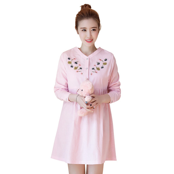 Αθλητικό καθημερινό γυναικείο φόρεμα για τις έγκυες γυναίκες με floral κεντήματα