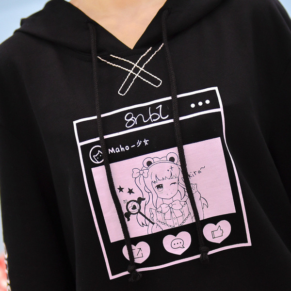 Γυναικείο γούτερ με κουκούλα, με στάμπα και κέντημα